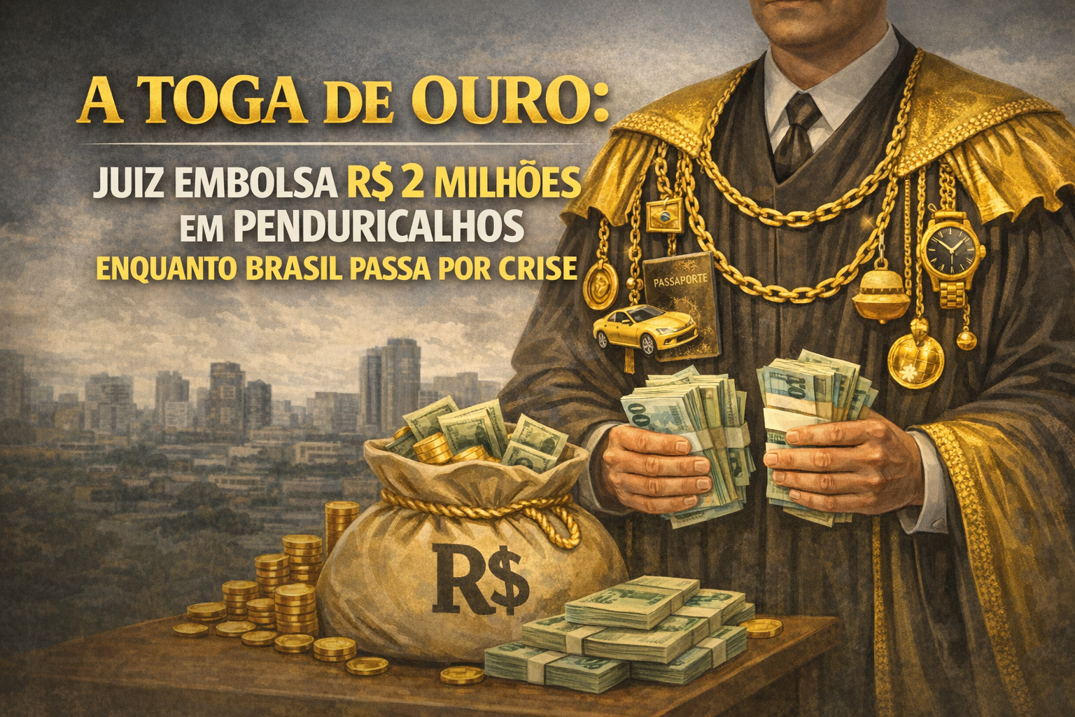 A Toga de Ouro: Juiz Embolsa R$ 2 Milhões em Penduricalhos Enquanto Brasil Afunda em Crise