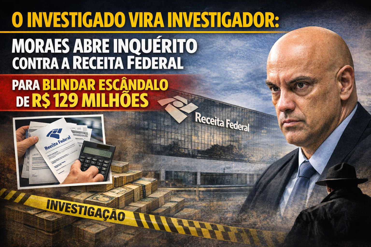 O Investigado Vira Investigador: Moraes Abre Inquérito Contra a Receita Federal para Blindar Escândalo de R$ 129 Milhões