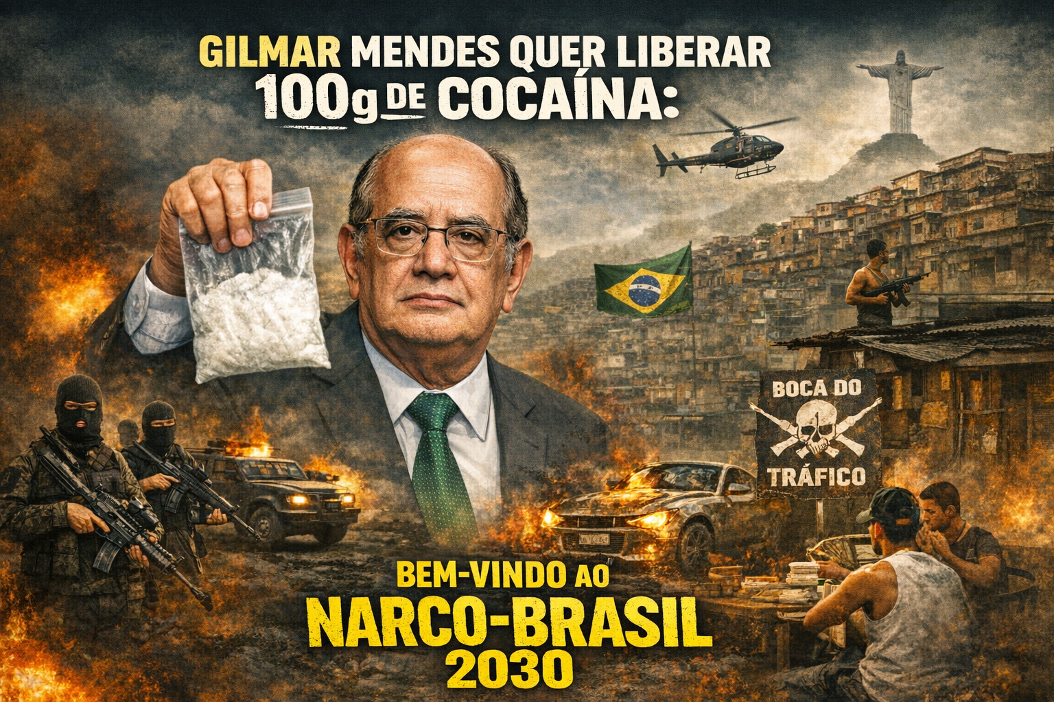Gilmar Mendes Quer Liberar 100g de Cocaína: Bem-vindo ao Narco-Brasil 2030