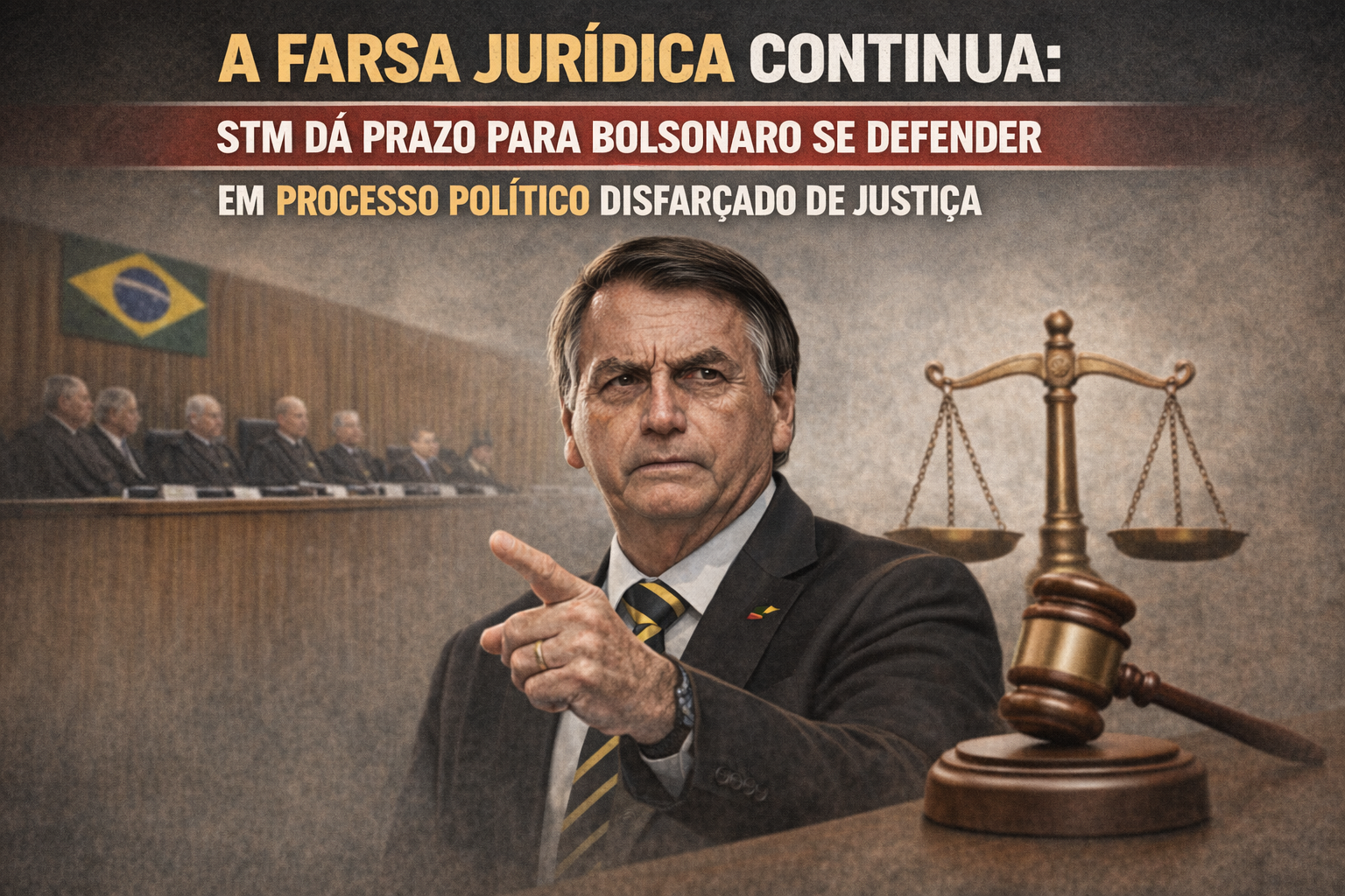 A Farsa Jurídica Continua: STM Dá Prazo para Bolsonaro se Defender em Processo Político Disfarçado de Justiça
