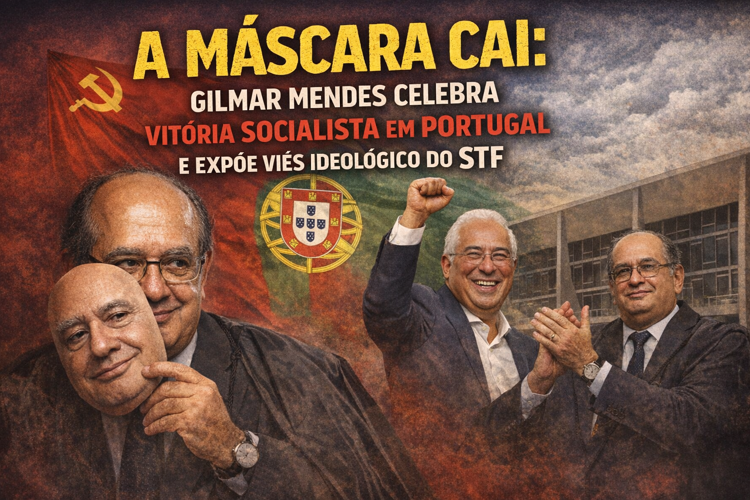 A Máscara Cai: Gilmar Mendes Celebra Vitória Socialista em Portugal e Expõe Viés Ideológico do STF