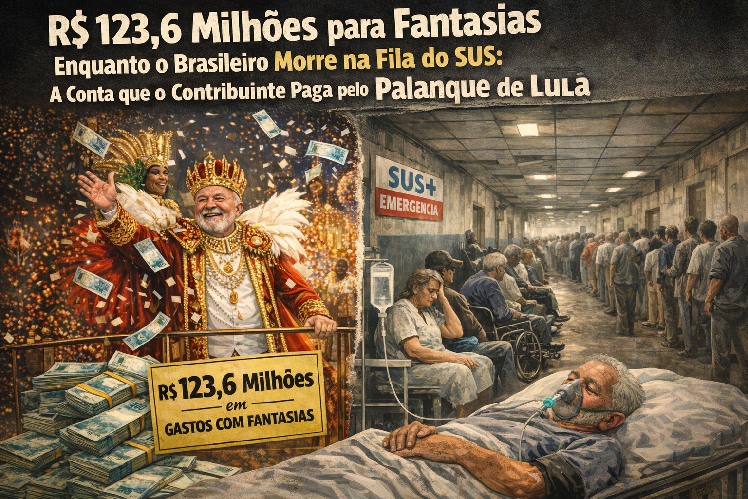 R$ 123,6 Milhões para Fantasias Enquanto o Brasileiro Morre na Fila do SUS: A Conta que o Contribuinte Paga pelo Palanque de Lula